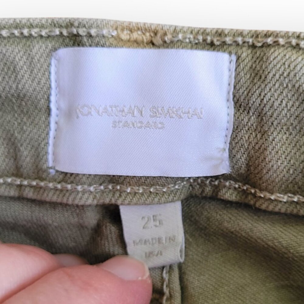 Jonathan Simkhai Green High Rise Frayed Hem Straight Leg Eco-Friendly Jeans 25 - Picture 8 of 16